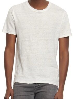 Sandro Paris 100% Linen Slub T-Shirt White Size Medium